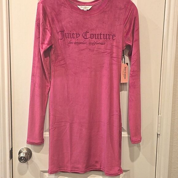 Juicy Couture Signature Logo Velour Sleepwear/Dress- Festival Fuschia - Picture 5 of 6